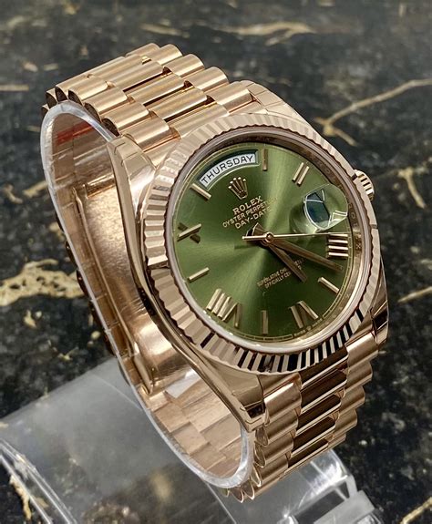 rolex day date rose gold green dial retail price|rolex day date reference 228235.